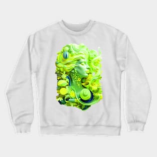 Geometric Green Gal Abstract Crewneck Sweatshirt